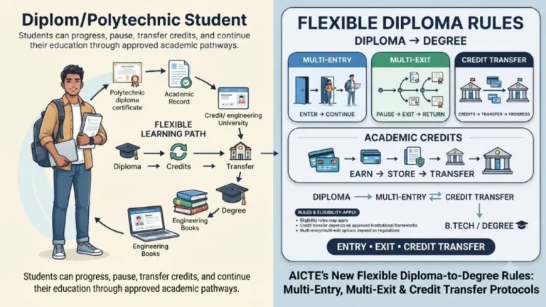 AICTE’s New Flexible Diploma-to-Degree Rules: Multi-Entry, Multi-Exit & Credit Transfer Protocols