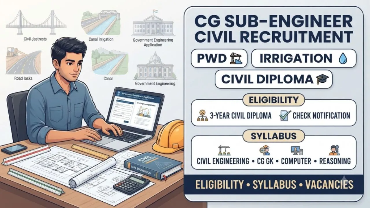 CG PWD & Irrigation Department Sub-Engineer Vacancies: Syllabus & Eligibility for Civil Diploma Holders