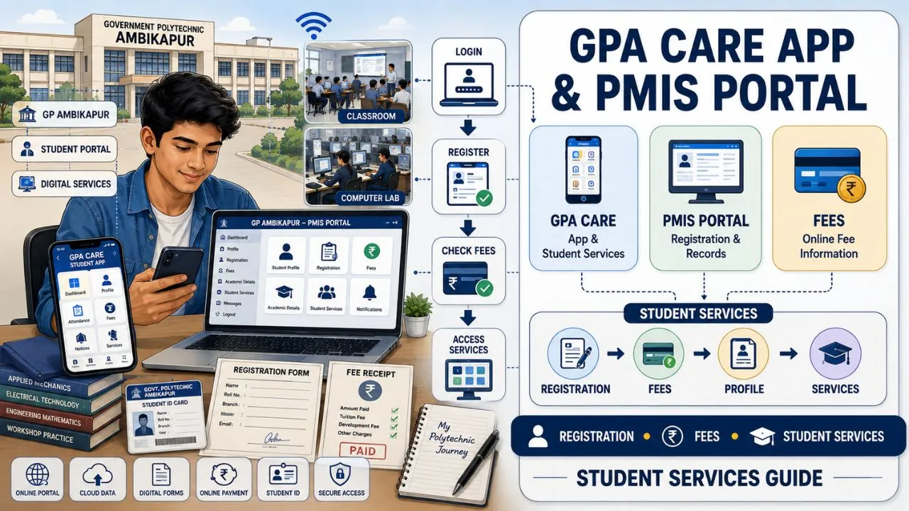 How to Use GP Ambikapur GPA CARE App & PMIS Portal: Registration, Fees, & Student Services Guide