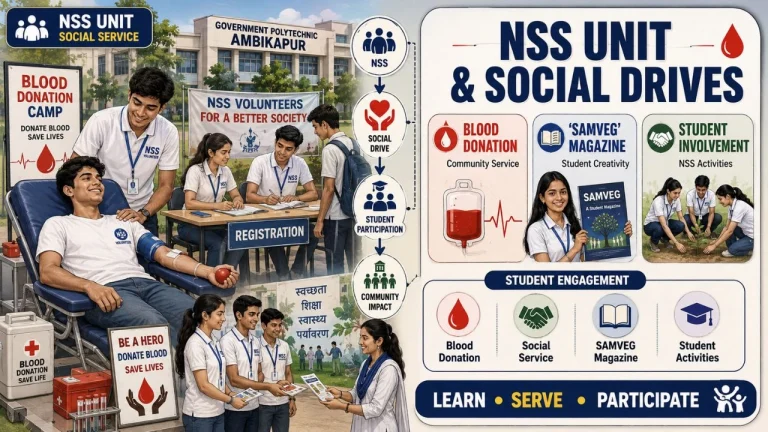 NSS Unit & Social Drives at GP Ambikapur: Blood Donation Camps, ‘SAMVEG’ Magazine & Student Involvement