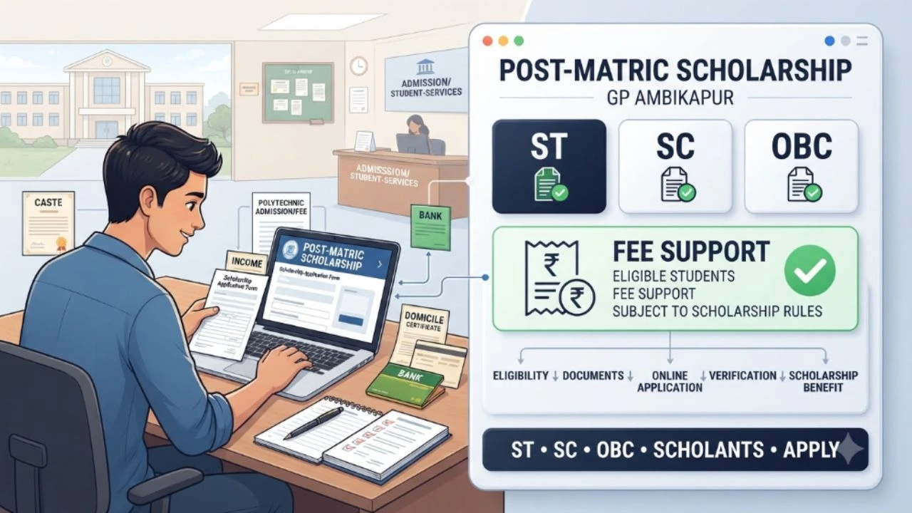 Post-Matric Scholarship Rules at GP Ambikapur: How ST/SC/OBC Students Can Claim Full Fee Waiver