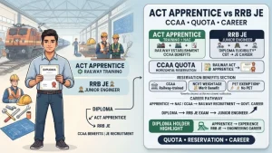 Railway Act Apprentice vs RRB JE: Reservation Benefits, CCAA Quotas & Career Pathways for Diploma Holders