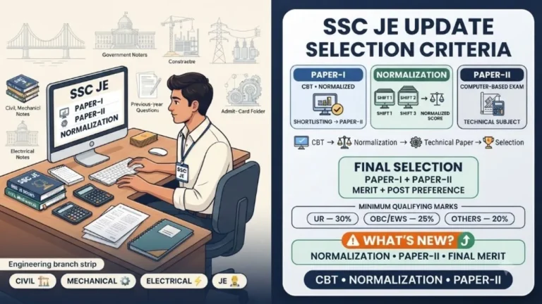 SSC JE Selection Criteria Update: CBT-1 Weightage, Normalization Rules & Tier-2 Pattern Changes