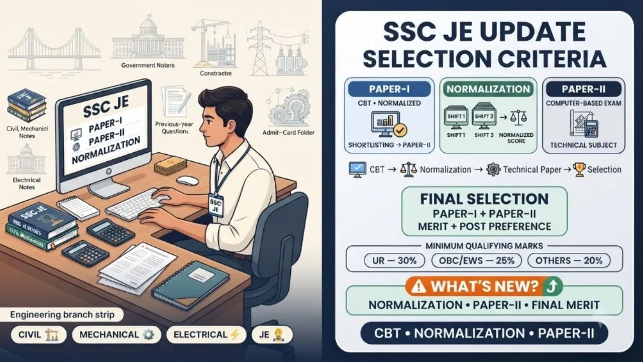 SSC JE Selection Criteria Update: CBT-1 Weightage, Normalization Rules & Tier-2 Pattern Changes
