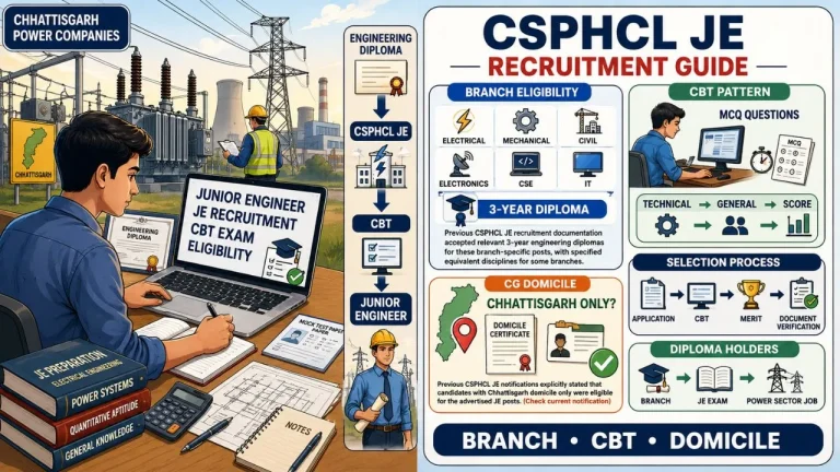 CSPHCL Junior Engineer (JE) Recruitment: Branch Eligibility, CBT Pattern & Chhattisgarh Domicile Rules