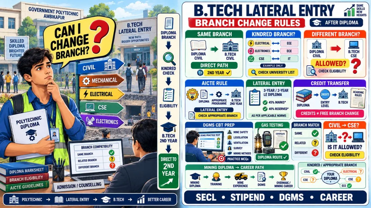 Can You Change Your B.Tech Branch After Polytechnic Diploma? AICTE Lateral Entry Credit Transfer & Kindred Branch Rules