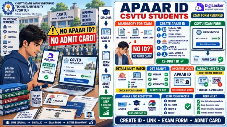 How to Create APAAR ID on DigiLocker for CSVTU Exam Form Submission: Mandatory Rules for Diploma Students