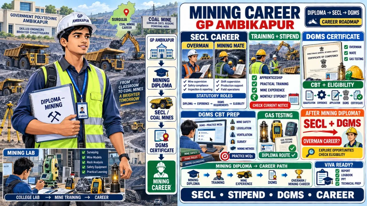 Mining Engineering Career Path at GP Ambikapur: SECL Overman/Mining Mate Roles, Stipend & DGMS Certificate Prep