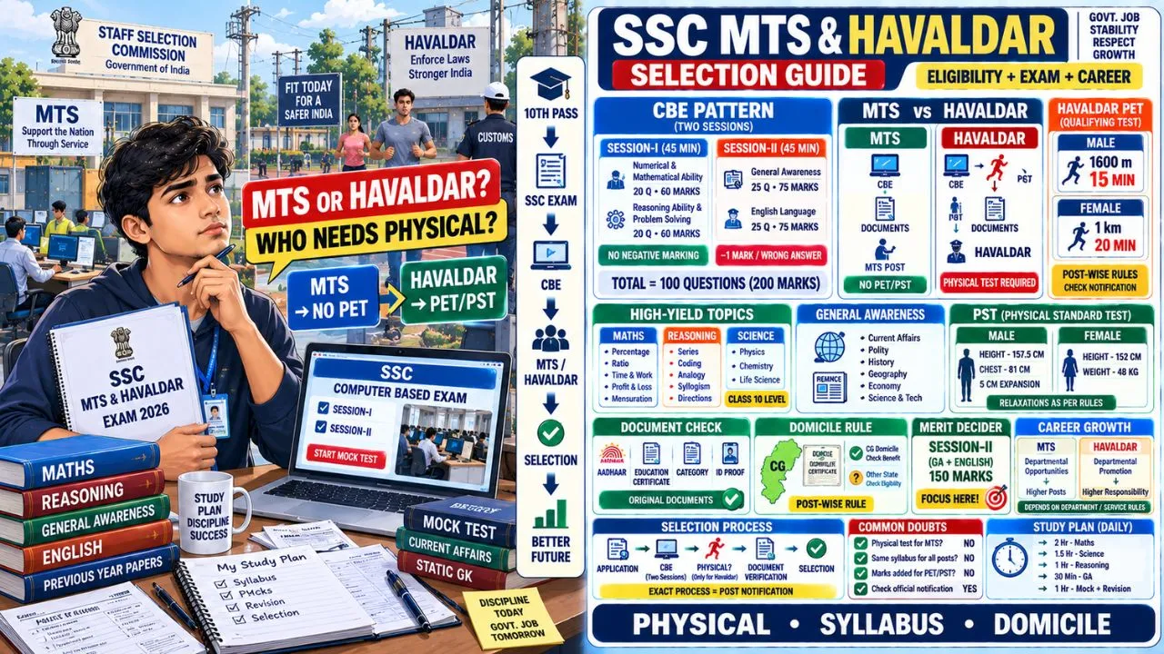 SSC MTS & Havaldar Selection Guide: CBT Exam Pattern, Physical Test Rules & Promotion Pathways